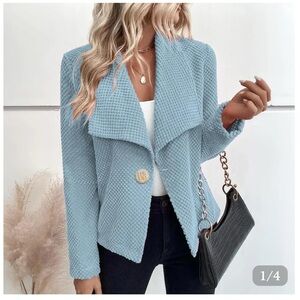 Panrila NWT light blue, long sleeve, wide lapel, spring weight jacket